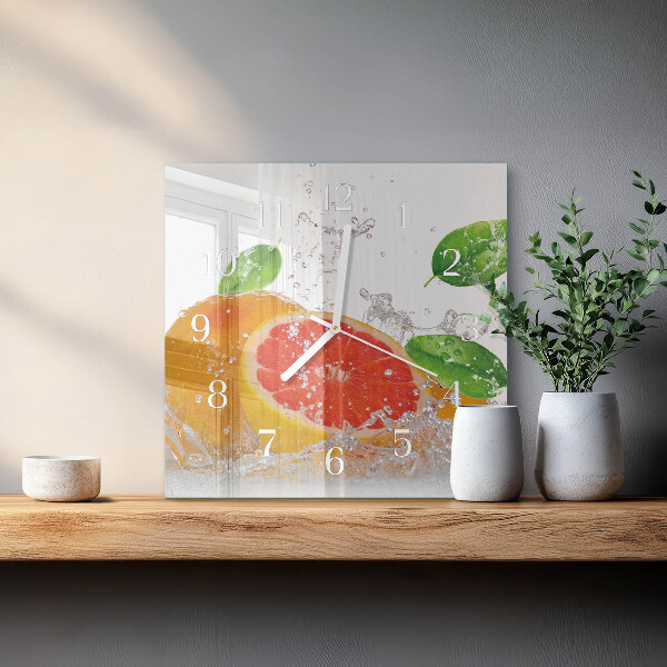 Ceas pătrat de perete din sticlă Grapefruit
