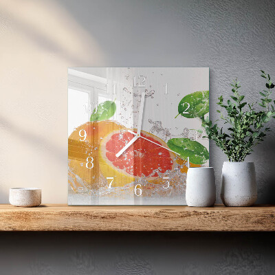 Ceas pătrat de perete din sticlă Grapefruit