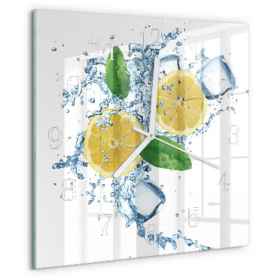 Ceas pătrat de perete din sticlă Citric