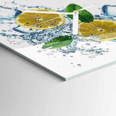Ceas pătrat de perete din sticlă Citric