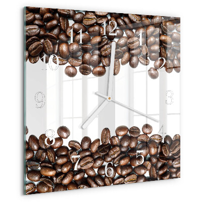 Ceas pătrat de perete din sticlă Boabe de cafea