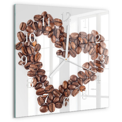 Ceas pătrat de perete din sticlă Boabe de cafea