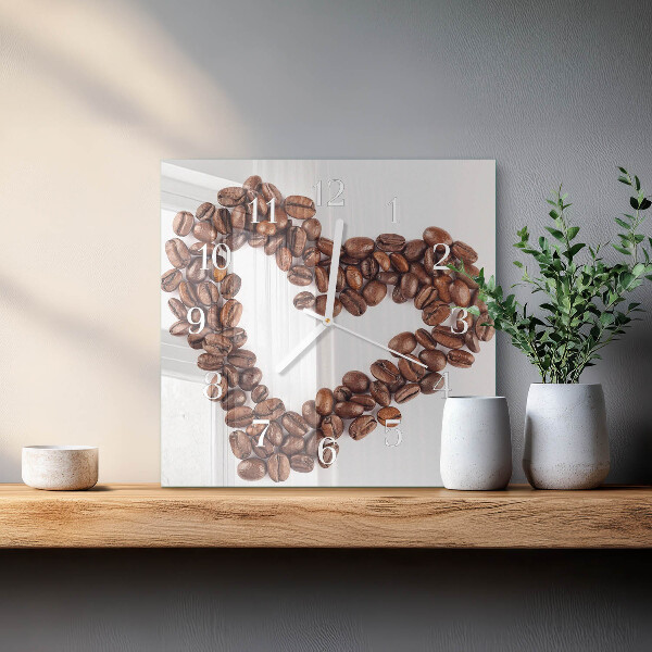 Ceas pătrat de perete din sticlă Boabe de cafea