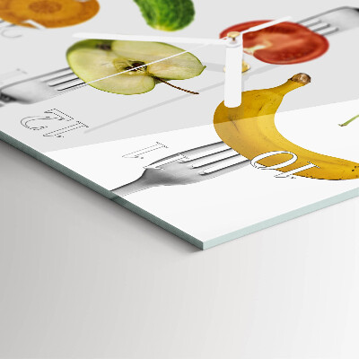 Ceas pătrat de perete din sticlă Fructe