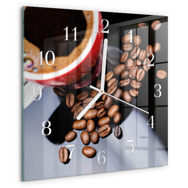 Ceas pătrat de perete din sticlă Ceașcă de cafea