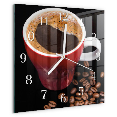 Ceas pătrat de perete din sticlă Ceașcă de cafea