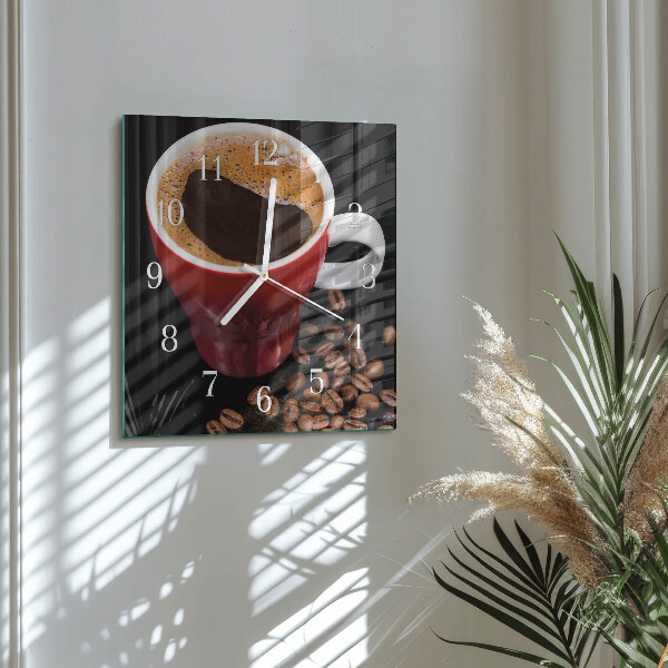 Ceas pătrat de perete din sticlă Ceașcă de cafea