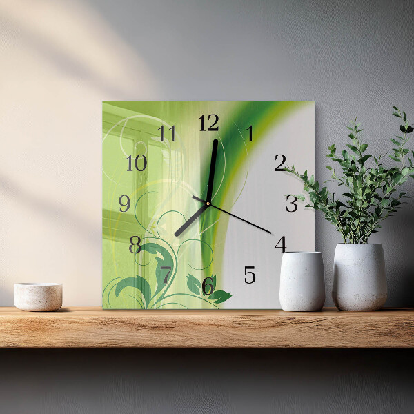 Ceas din sticlă pătrat Model floral