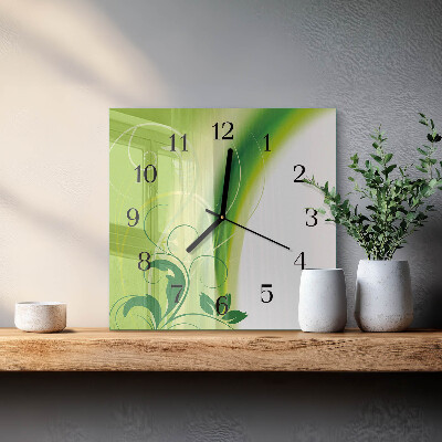 Ceas din sticlă pătrat Model floral
