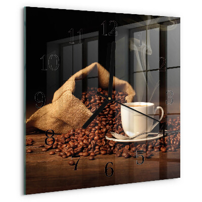 Ceas din sticlă pătrat Boabe de cafea