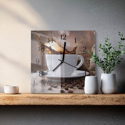 Ceas din sticlă pătrat Cafea
