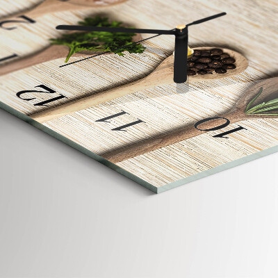 Ceas din sticlă pătrat Lingură de lemn