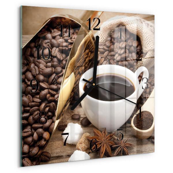 Ceas din sticlă pătrat Cafea