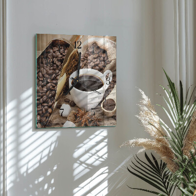 Ceas din sticlă pătrat Cafea