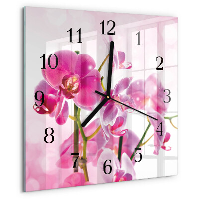 Ceas din sticlă pătrat Orhidee