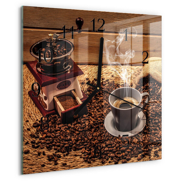 Ceas din sticlă pătrat Boabe de cafea
