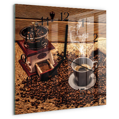 Ceas din sticlă pătrat Boabe de cafea