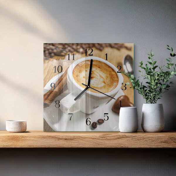 Ceas din sticlă pătrat Cafea