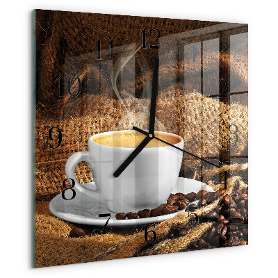 Ceas din sticlă pătrat Boabe de cafea