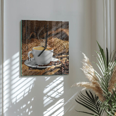 Ceas din sticlă pătrat Boabe de cafea