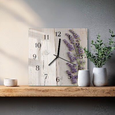Ceas din sticlă pătrat Lavandă