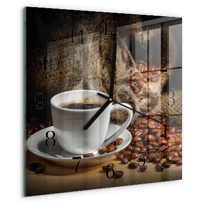 Ceas din sticlă pătrat Cafea