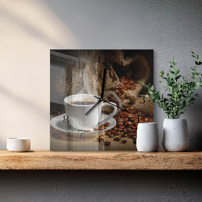 Ceas din sticlă pătrat Cafea