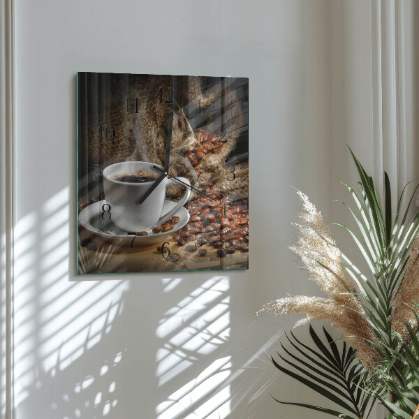 Ceas din sticlă pătrat Cafea