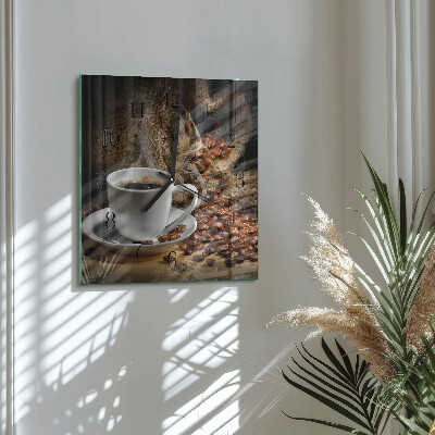 Ceas din sticlă pătrat Cafea