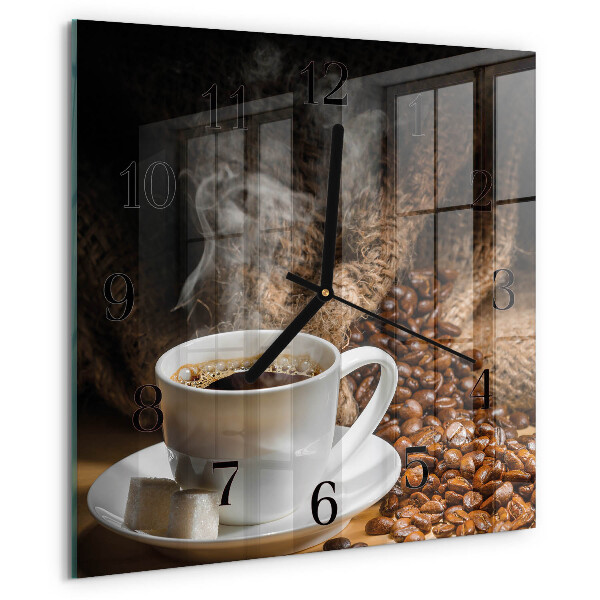 Ceas din sticlă pătrat Cafea