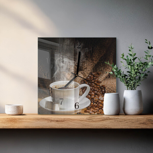 Ceas din sticlă pătrat Cafea
