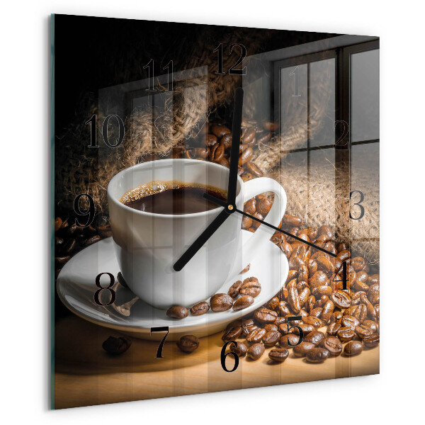 Ceas din sticlă pătrat Cafea