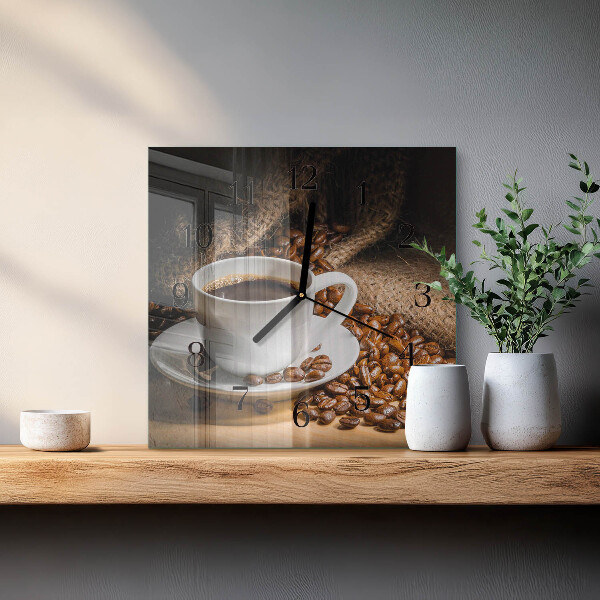 Ceas din sticlă pătrat Cafea