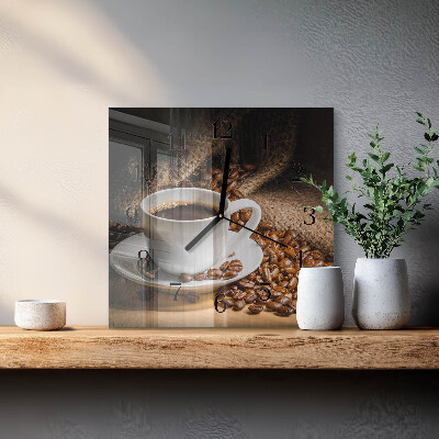 Ceas din sticlă pătrat Cafea