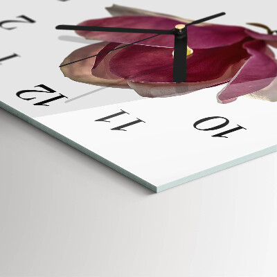 Ceas din sticlă pătrat Floare de magnolie