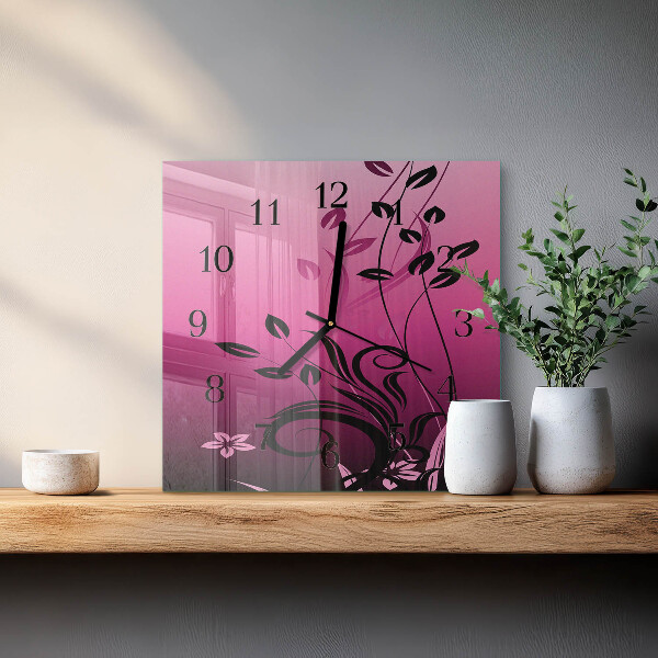 Ceas din sticlă pătrat Artă florală
