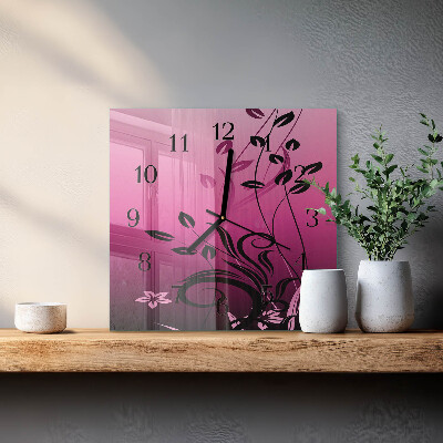 Ceas din sticlă pătrat Artă florală
