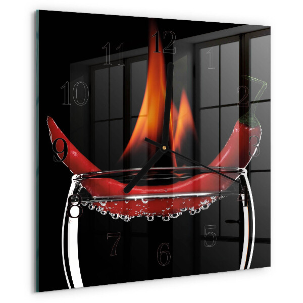 Ceas din sticlă pătrat Chili Fire