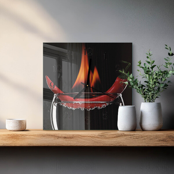 Ceas din sticlă pătrat Chili Fire