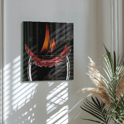 Ceas din sticlă pătrat Chili Fire