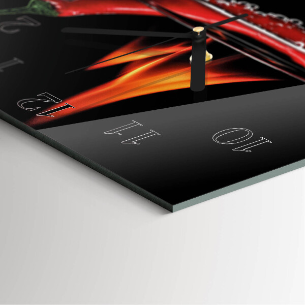 Ceas din sticlă pătrat Chili Fire