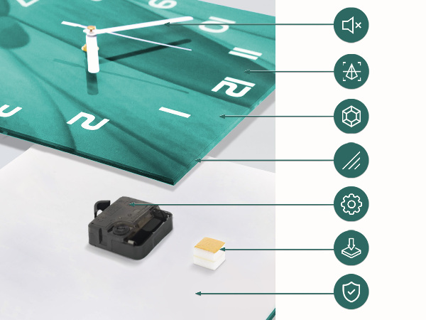 Ceas din sticlă pătrat Flori de luncă