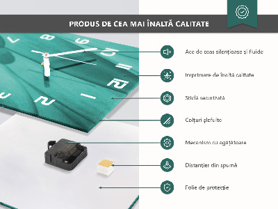 Ceas din sticlă pătrat Reţea