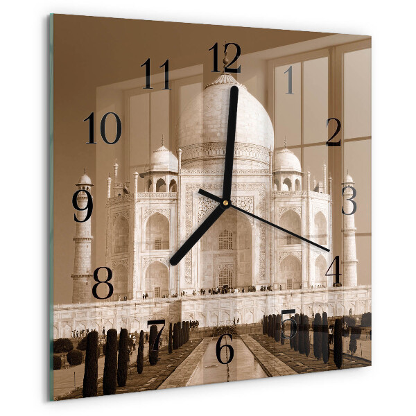 Ceas din sticlă pătrat Taj Mahal Sepia