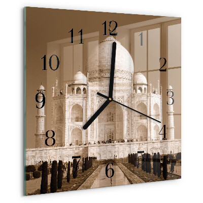 Ceas din sticlă pătrat Taj Mahal Sepia
