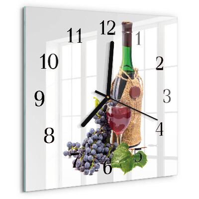 Ceas din sticlă pătrat Struguri pentru vin