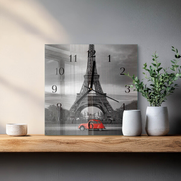 Ceas din sticlă pătrat Mașină Turnul Eiffel