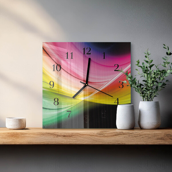 Ceas din sticlă pătrat Linii abstracte