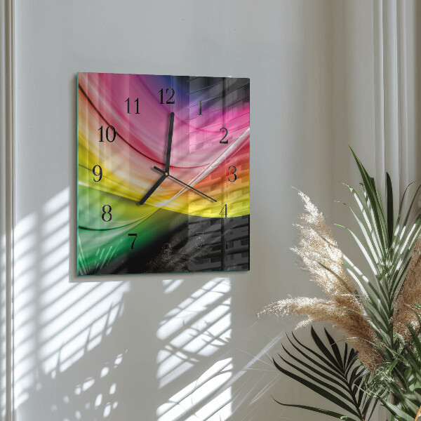 Ceas din sticlă pătrat Linii abstracte