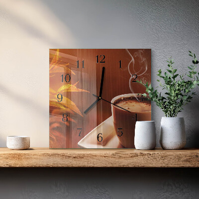 Ceas din sticlă pătrat Cafea